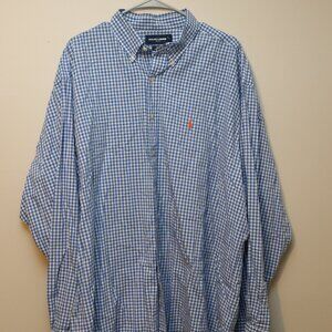 Polo Golf Gingham Blue Button Down L/S Size XXL